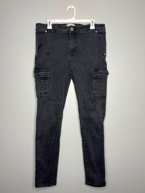Reputation Studios Black Grey Denim Cargo Pants Jeans